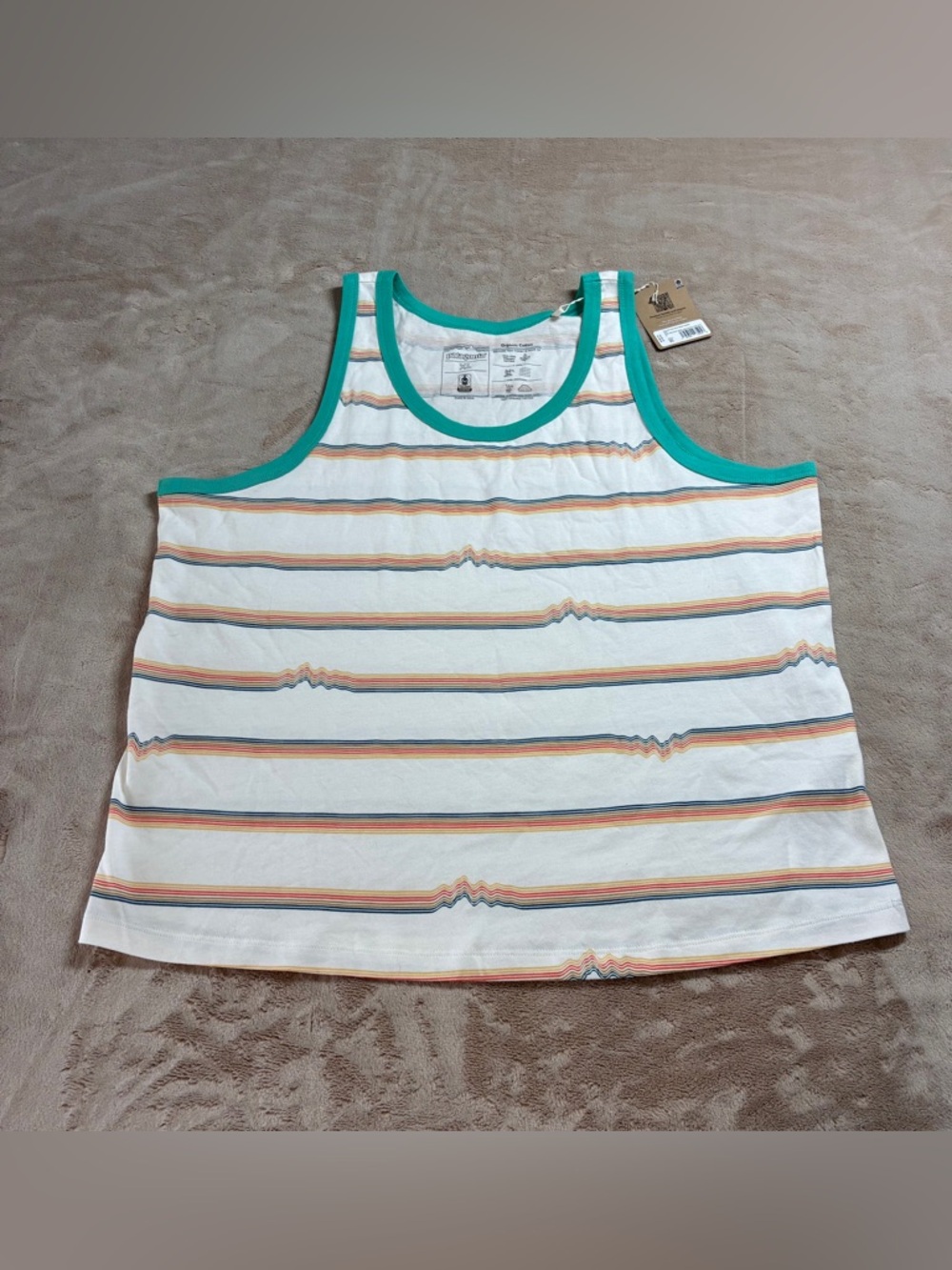 NWT Patagonia Ridge Rise Stripe Org Cotton Tank Top Women’s XL Outdoor Coastal